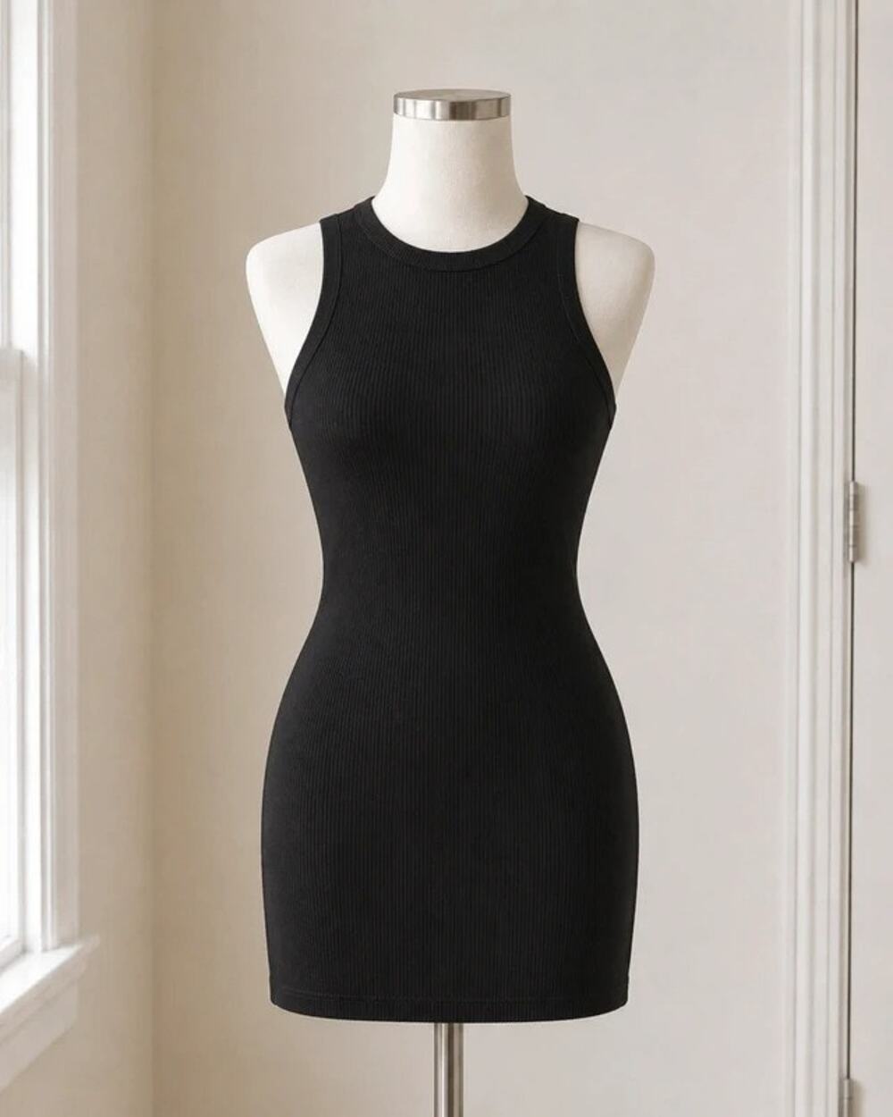 Z Supply Women’s XL Black Ribbed Knit Bodycon Sleeveless Tank Mini Dress